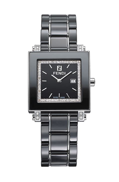 fendi black ceramic watch with diamonds|Fendi diamond watch sale.